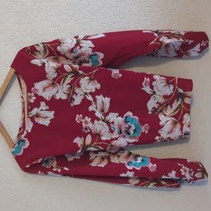 Balloon sleeve tie back patterned blouse